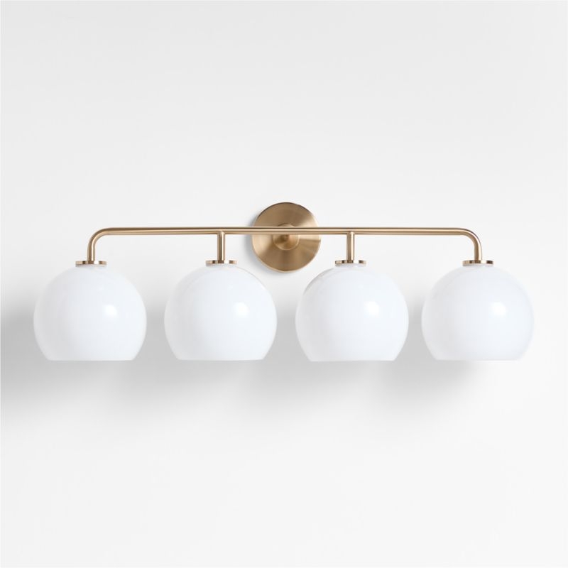 Arren Brass 4-Light Wall Sconce Light with Milk Glass Round Shade - Image 1