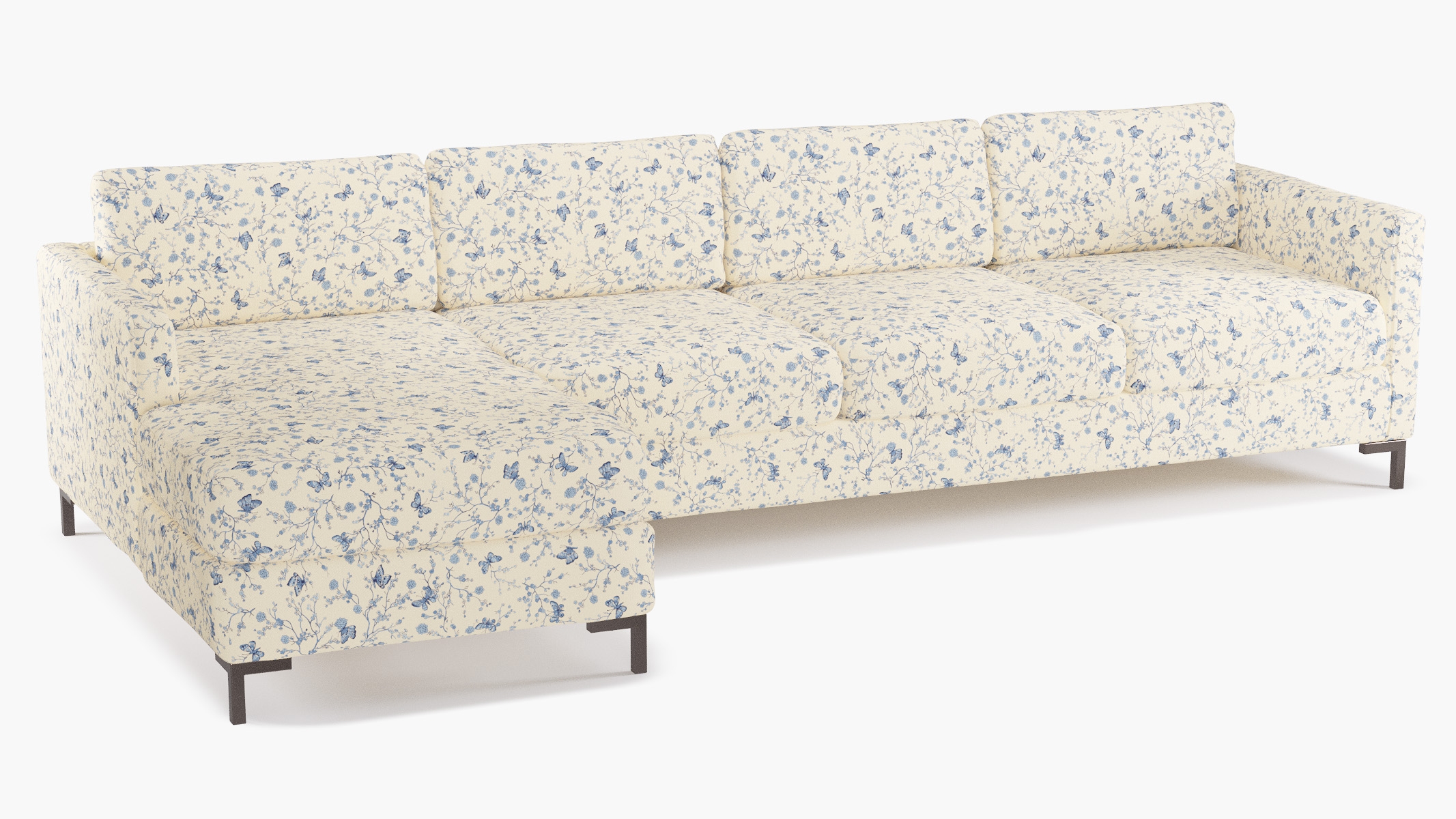 Modern Sectional, Left Facing, Delft Mariposa, Bronze L Leg - Image 1
