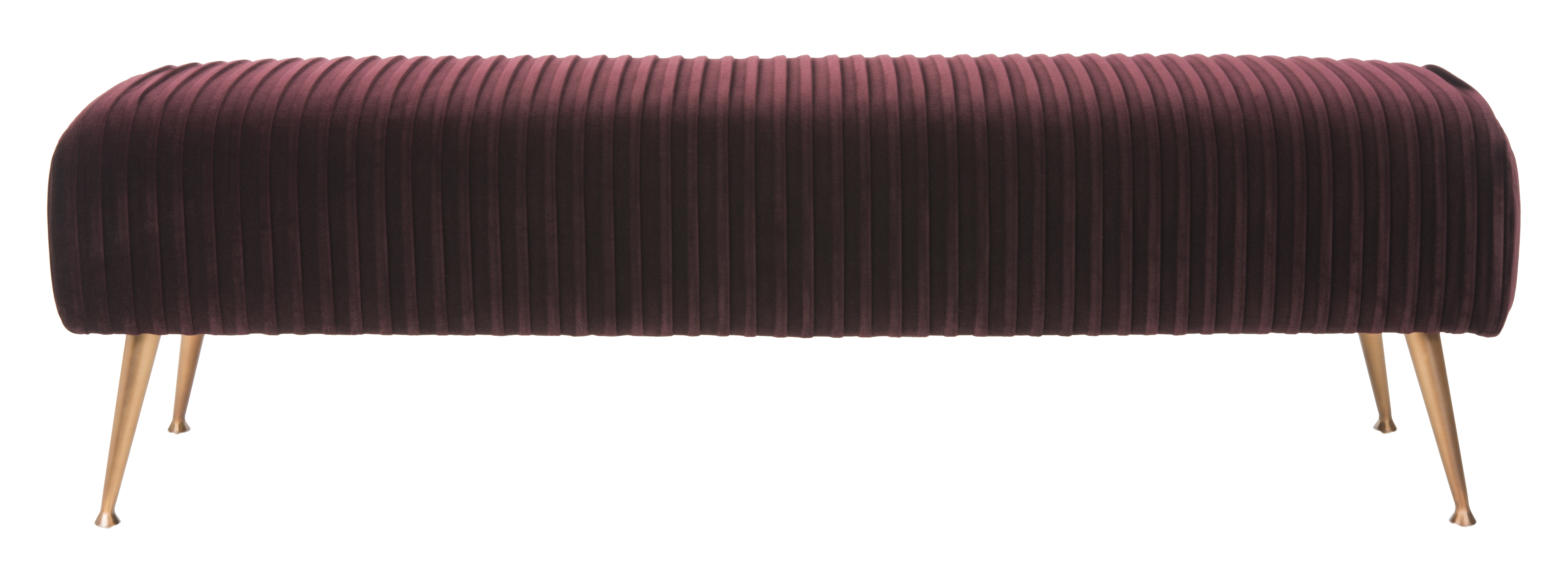 Salome Velvet Bench With Antique Brass Legs - Giotto Cabernet - Safavieh - Image 0