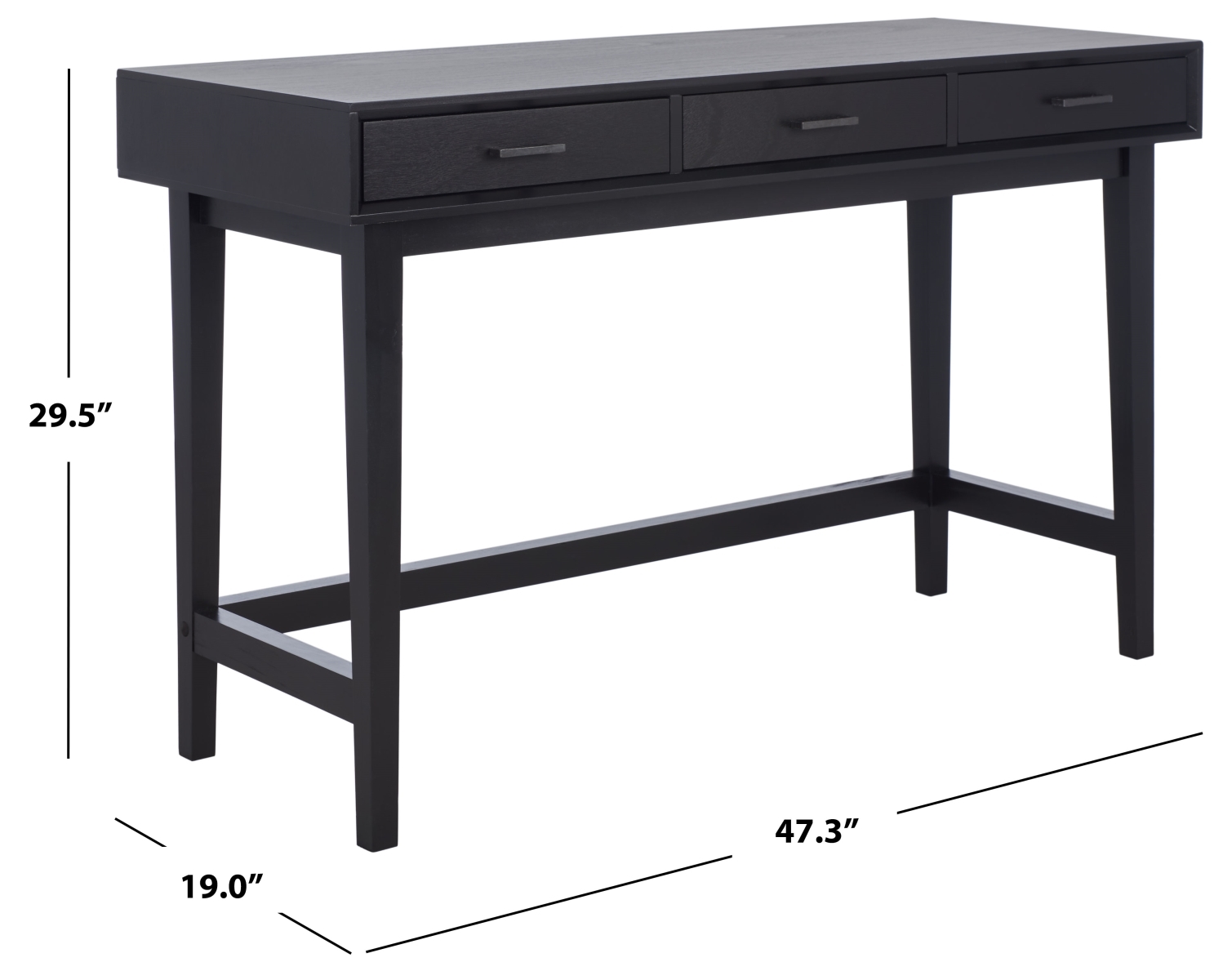 Hawthorn 3 Drawer Desk - Black - Safavieh - Image 9