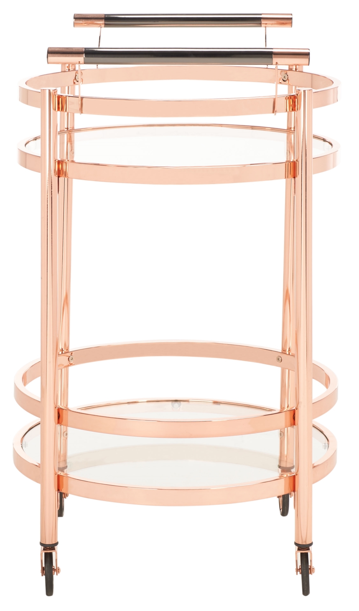 Sienna 2 Tier Round Bar Cart - Rose Gold - Safavieh - Image 5