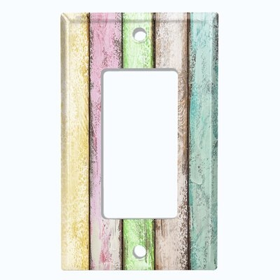 Metal Light Switch Plate Outlet Cover (Colorful Pastel Fence Vertical - Single Rocker) - Image 0
