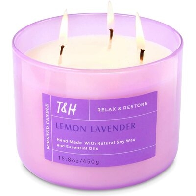 Lemon Lavender Scented Candle 3 Wick Candles For Home - Image 0