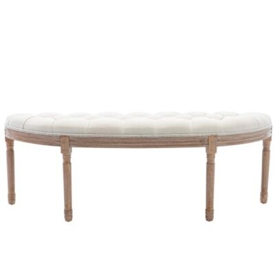 Half Moon French Vintage Bench With Padded Seat & Rubberwood Legs - Image 0