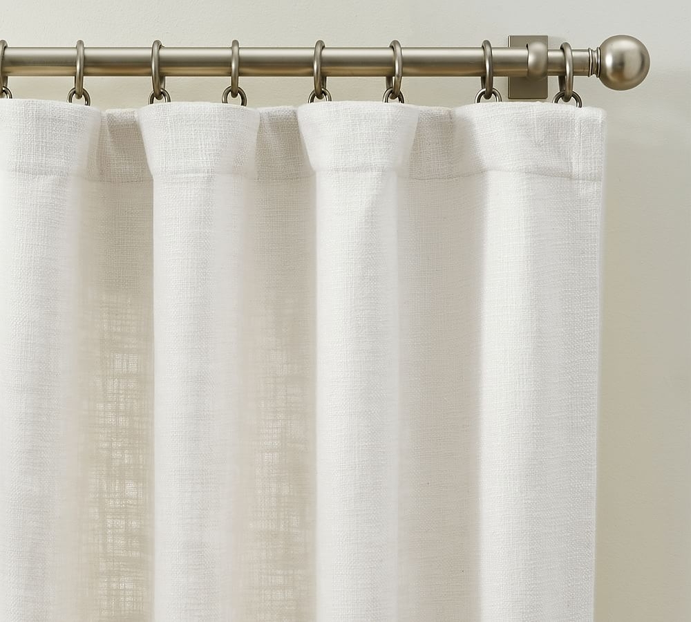 Faye Textured Linen Curtain, 96", White - Image 0