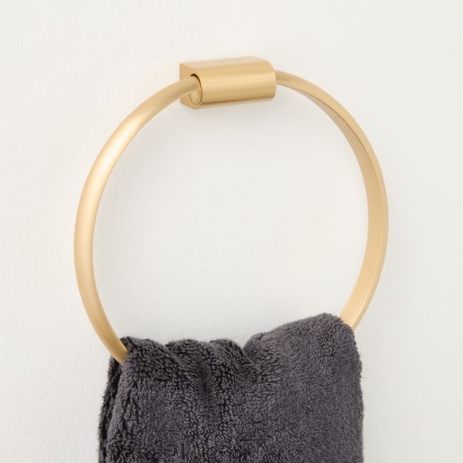Curveaux Curved Brushed Brass Towel Ring - Image 0