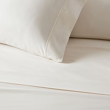 400TC Organic Sateen Wide Hem Sheet Set, Standard Pillowcase Set, White - Image 3