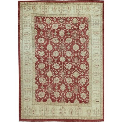 One-of-a-Kind Hand-Knotted Ziegler Red 9'11" x 13'7" Wool Area Rug - Image 0