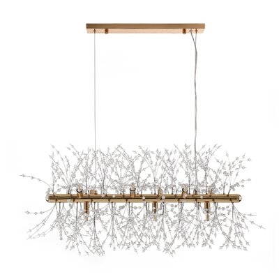 9 - Light Unique / Statement Modern Linear Chandelier with Beaded Accents - Image 0