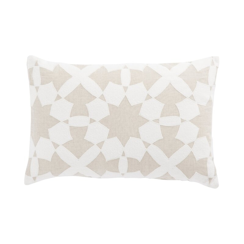 Cosmic By Nikki Chu Living Casino Geometric Linen Lumbar Pillow Color: Beige/Ivory, Fill: Polyester / Polyfill - Image 0