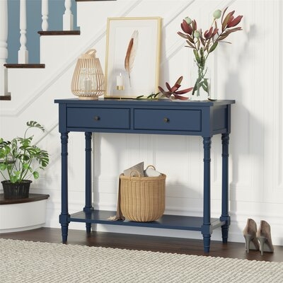 Solid Wood 2-tier Console Sofa Table With Drawers And Shelf - Image 0