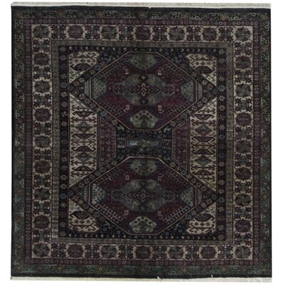 One-of-a-Kind Suruchi Hand-Knotted Black 6'2" x 6'5" Wool Area Rug - Image 0