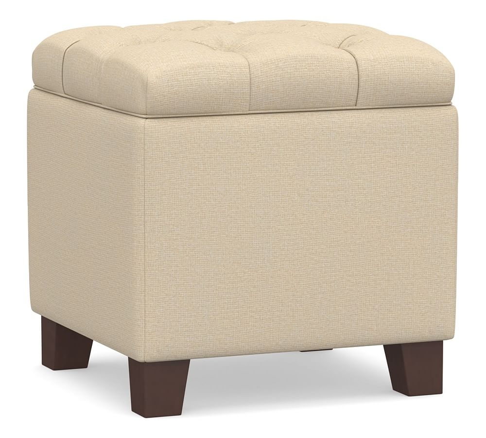 Lorraine Upholstered Tufted Cube, Park Weave Oatmeal - Image 0