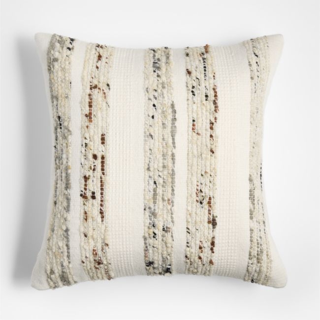 Bozeman Wool Blend 23x23 Arctic Ivory Throw Pillow Cover - Image 0
