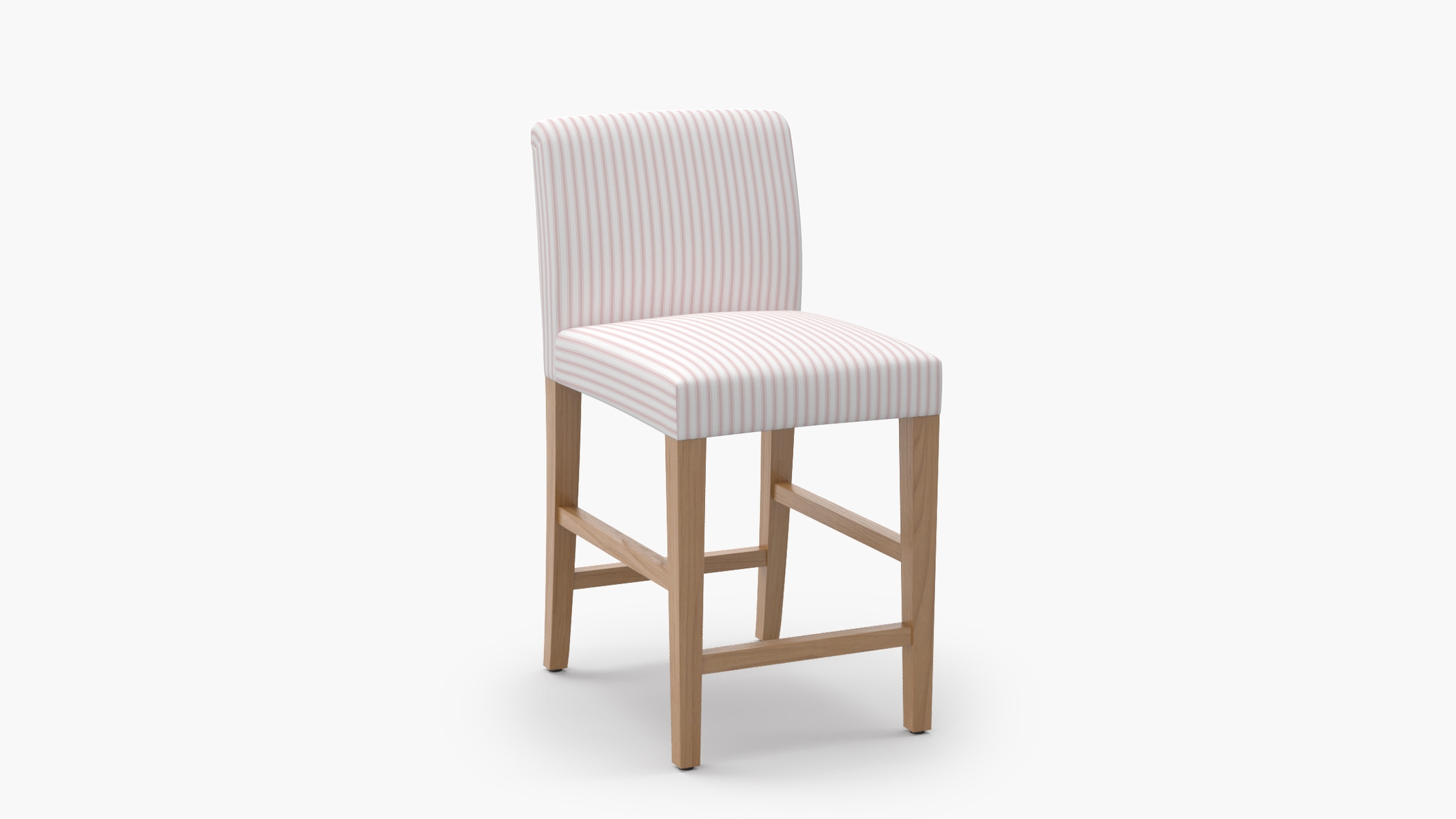 Signature Dining Counter Stool, Pink Classic Ticking Stripe, Natural Square Tapered Leg - Image 1