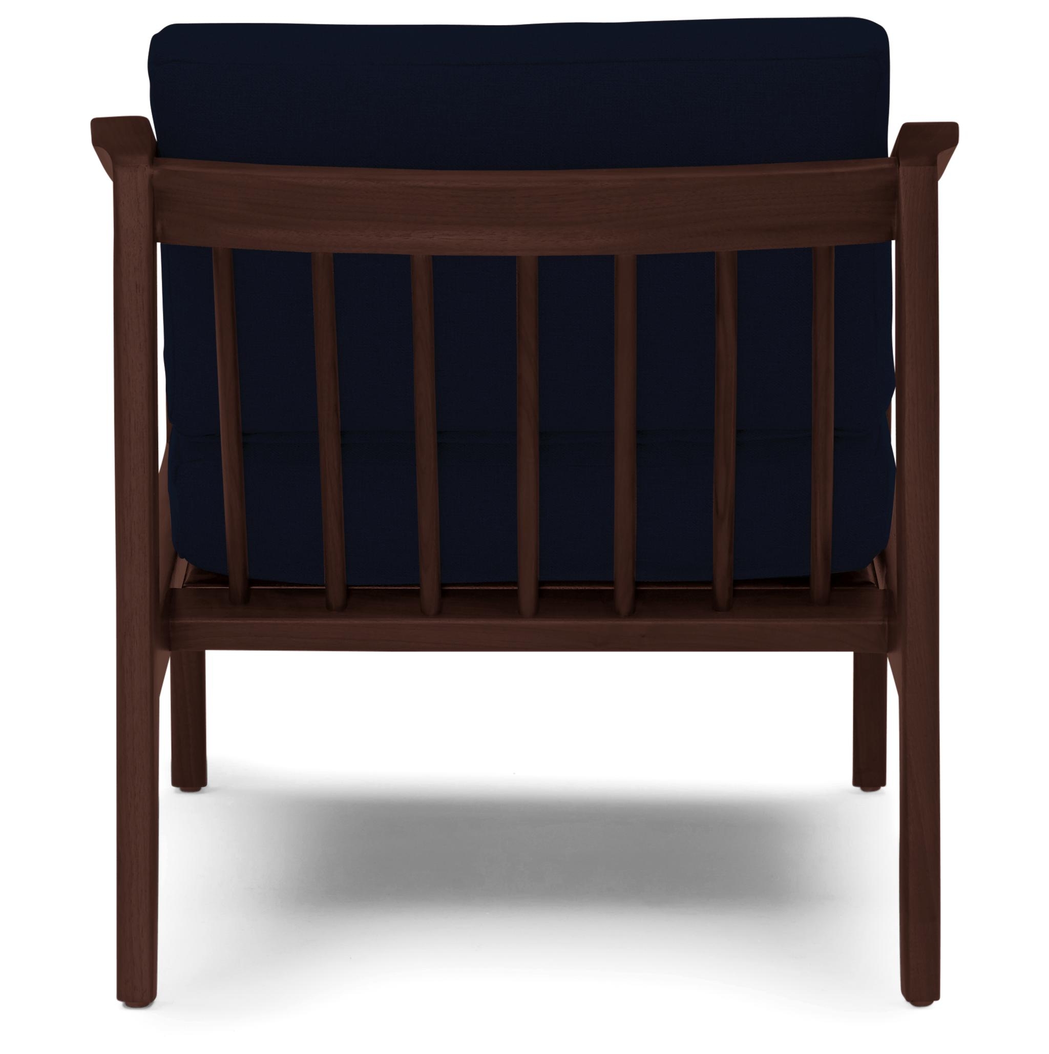 Blue Bradshaw Mid Century Modern Chair - Bentley Indigo - Walnut - Image 4