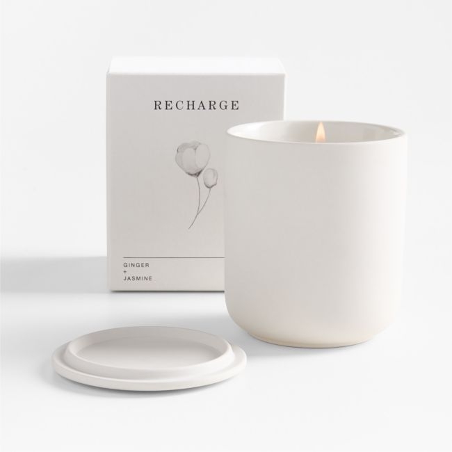 Recharge Aromatherapeutic 1-Wick Scented Candle - Ginger + Jasmine - Image 0