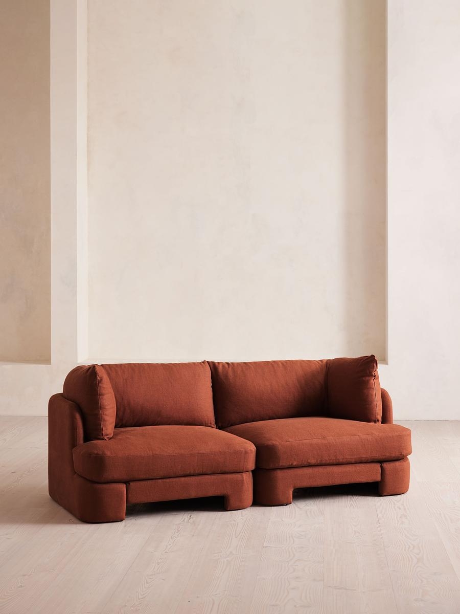 Odell Deeper Sit Sectional Sofa, Three Seater, Linen, Sienna, US - Image 0