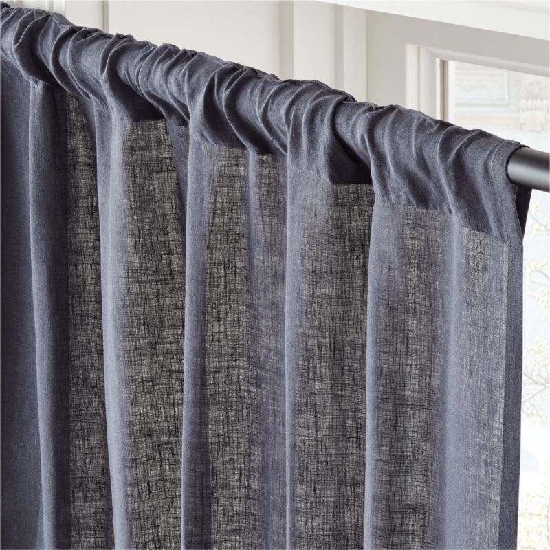 EUROPEAN FLAX™-Certified Linen Dark Blue Window Curtain Panel 48''x108'' - Image 2