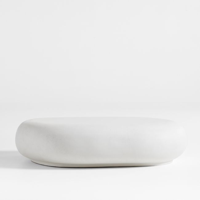 Pebble White Concrete 59" Oval Indoor/Outdoor Coffee Table by Leanne Ford - Image 0