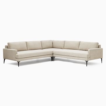 Andes Sectional Set 03: Left Arm 2.5 Seater Sofa, Corner, Right Arm 2.5 Seater Sofa, Poly, Performance Coastal Linen, Storm Gray, Dark Pewter - Image 3
