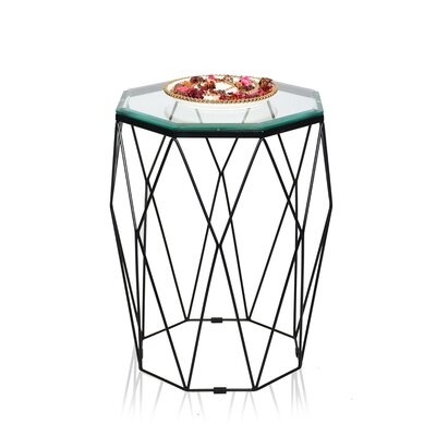 Newyork Geometric Side Table W/clear Bevelled Glass Top - Image 0