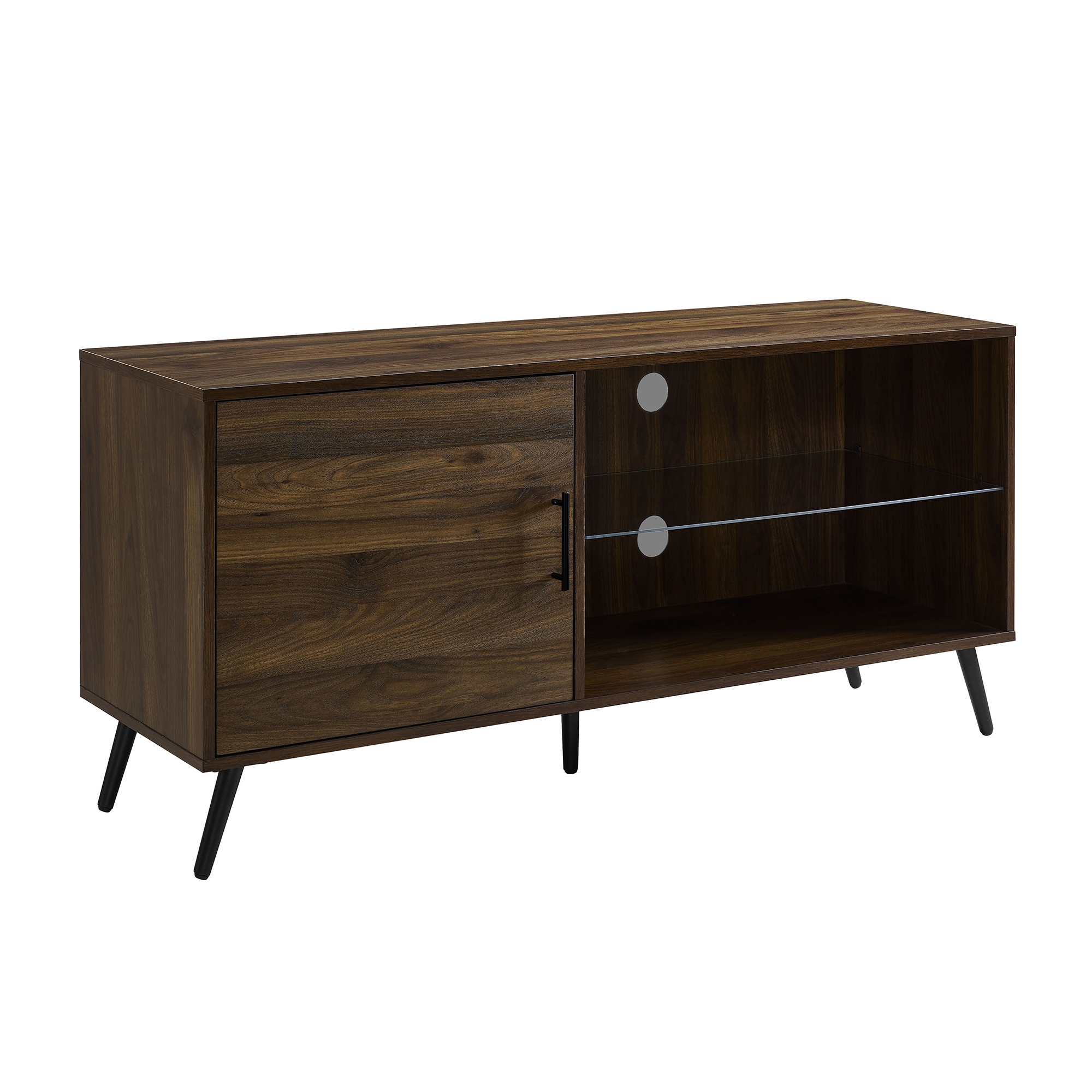 Nora 52" Mid Century Modern 1 Door Wood TV Stand - Dark Walnut - Image 1