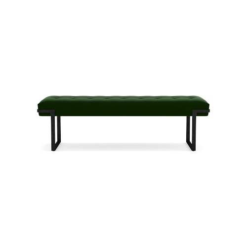 Mixed Material Bench, Standard Cushion, Signature Velvet, Emerald, Bronze - Image 0