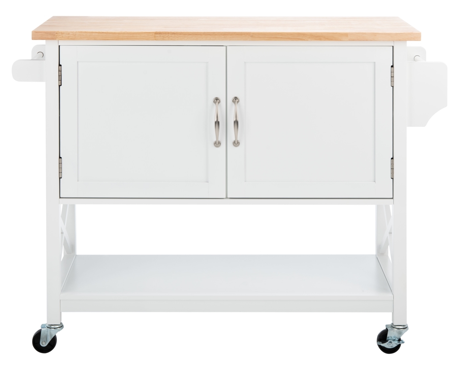 Kesler 2 Door 1 Shelf Cart - White / Natural - Safavieh - Image 0