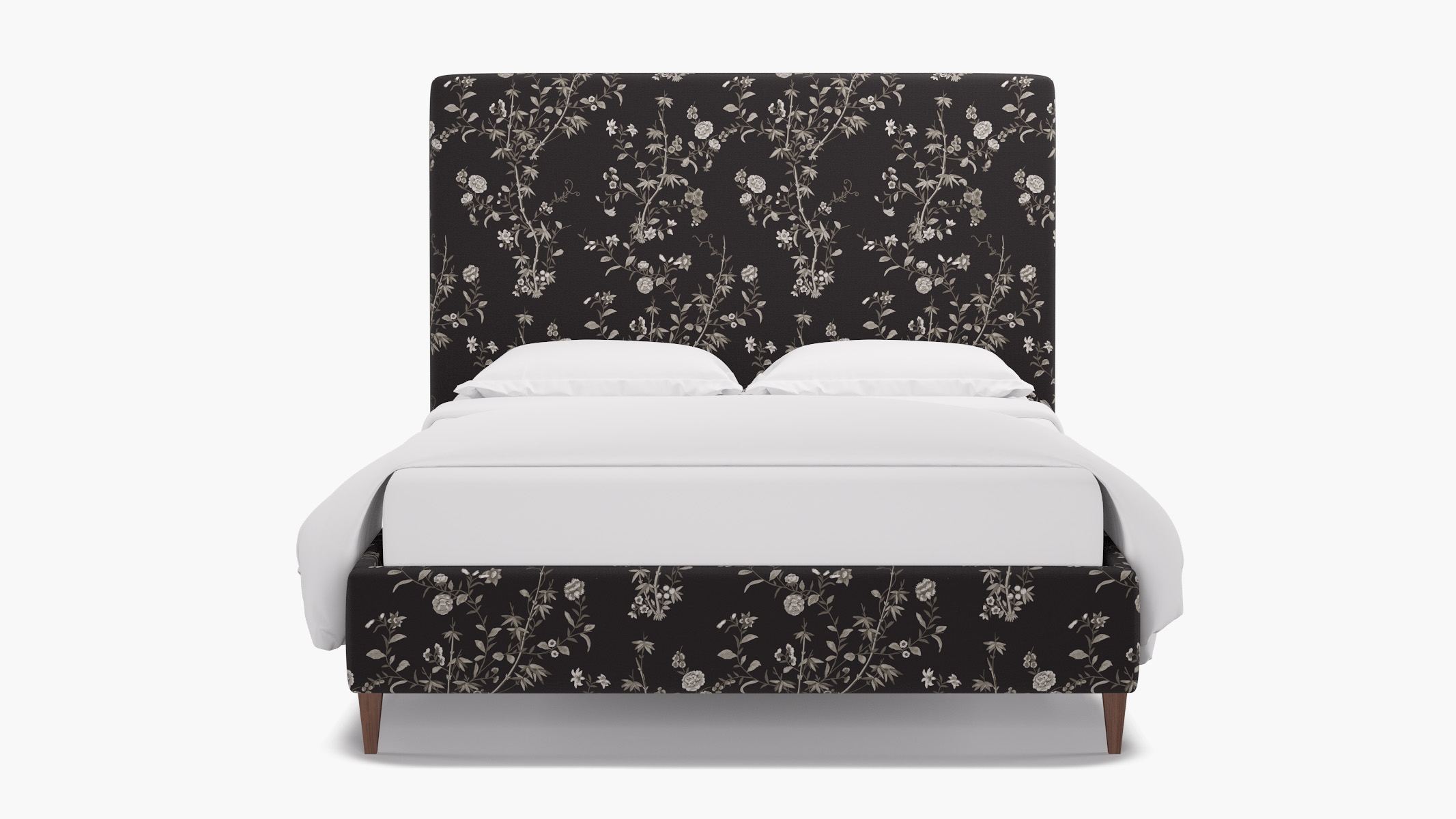 Classic Bed, Black Bamboo Garden, Walnut Square Tapered Leg, Queen - Image 0