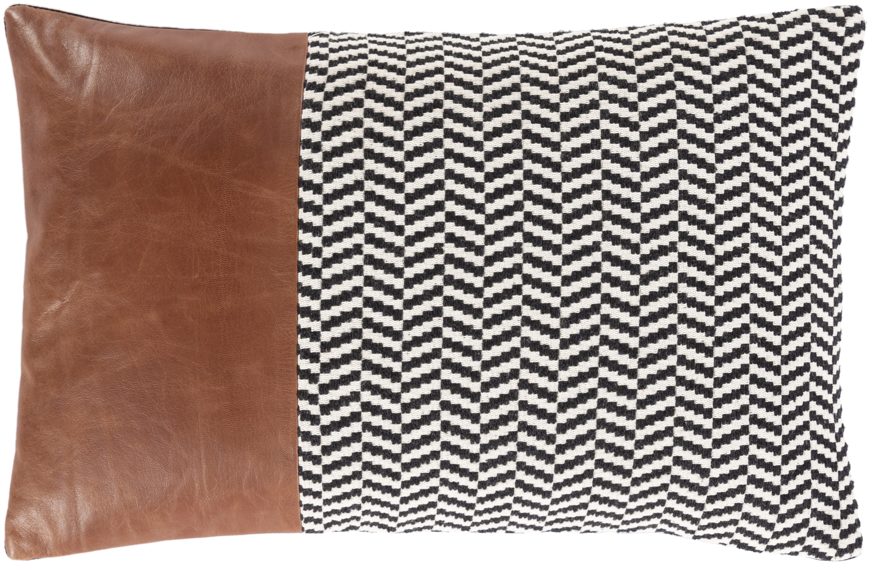 Fiona Leather Chevron Lumbar Pillow, 20" x 13" - Image 0