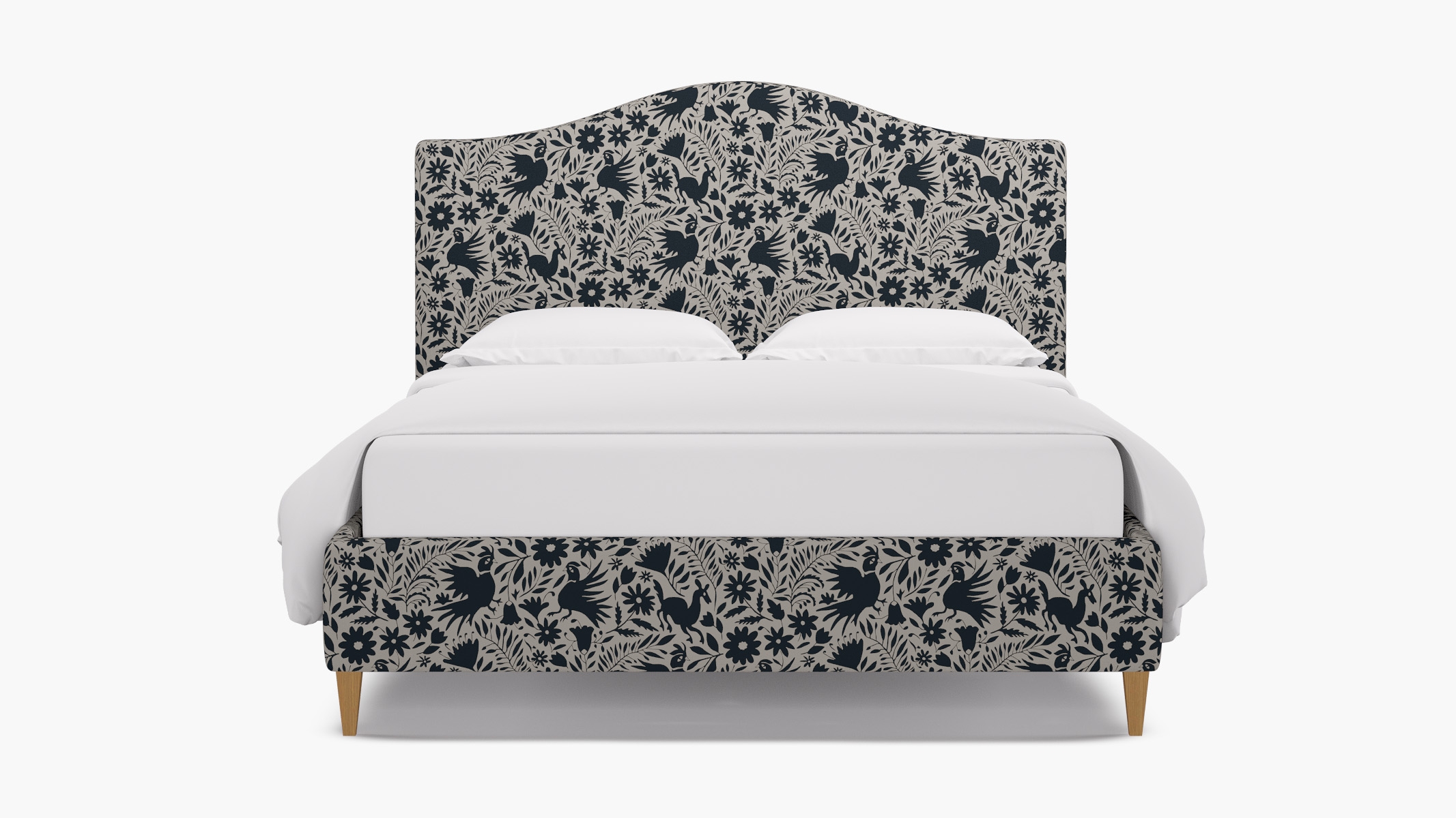 Camelback Bed, Ink Frida, Natural Square Tapered Leg, King - Image 0