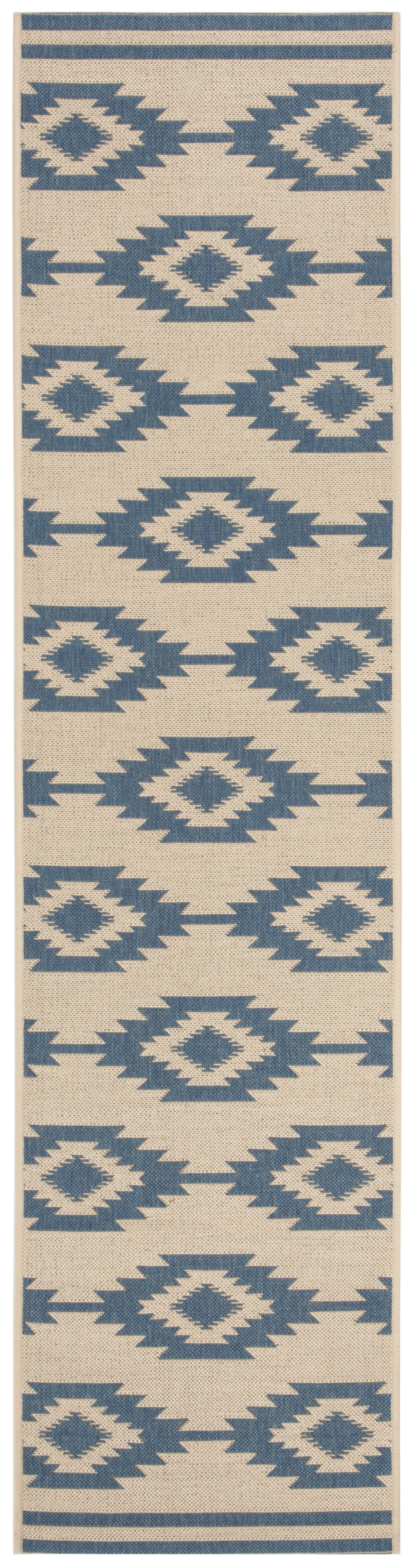 Arlo Home Indoor/Outdoor Woven Area Rug, LND171M, Blue/Cream,  2' X 8' - Image 0