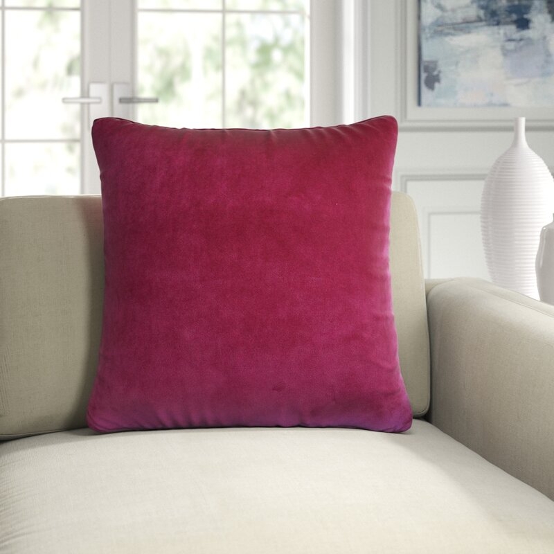 Eastern Accents Plush Cotton Throw Pillow Color: Magenta - Image 0