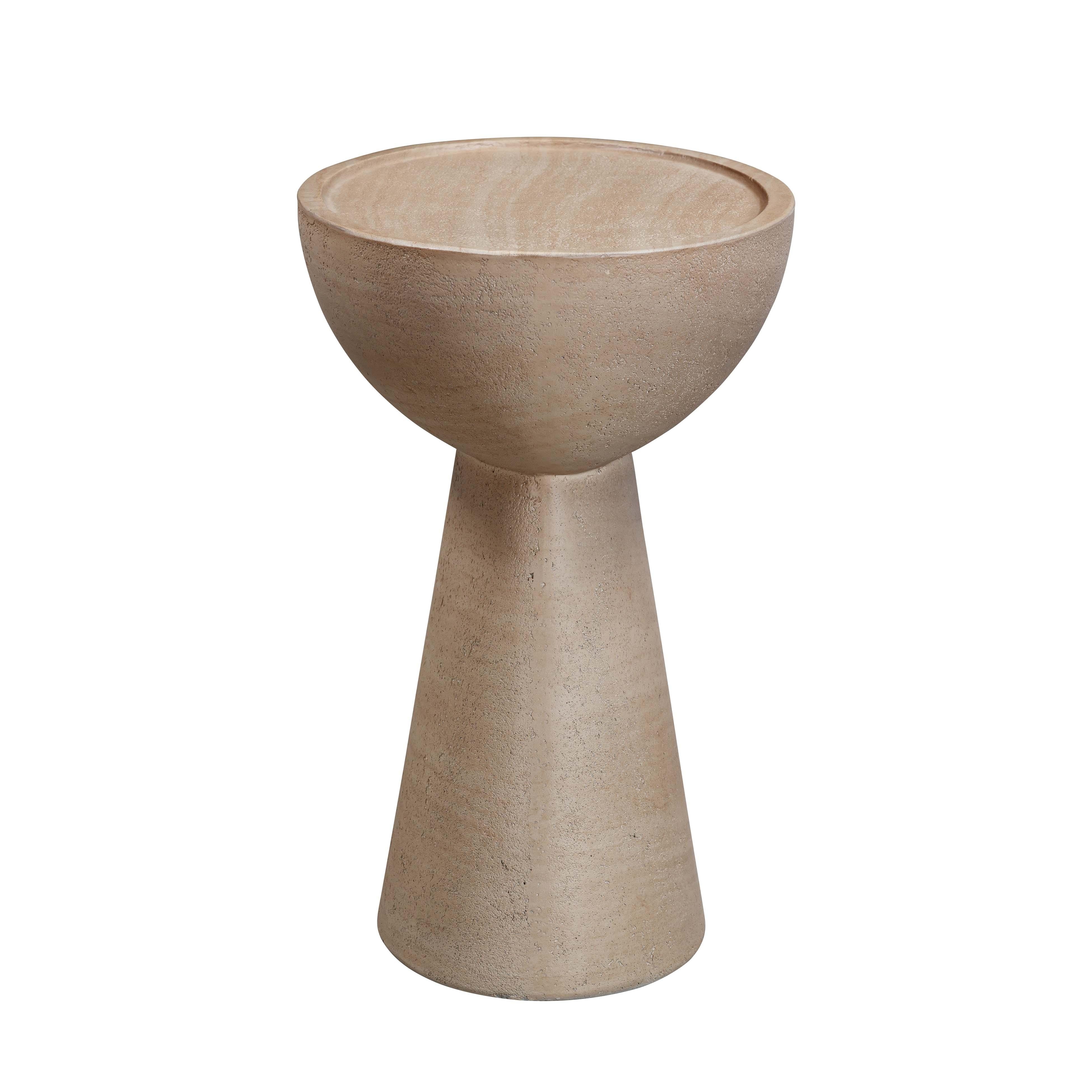 Eclipse Textured Faux Travertine Indoor / Outdoor Side Table - Image 2