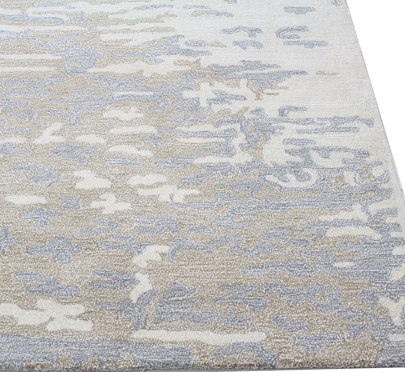 SILKEN 5X7.6 WOOL AND VISCOSE Area Rug - IVORY - Image 1