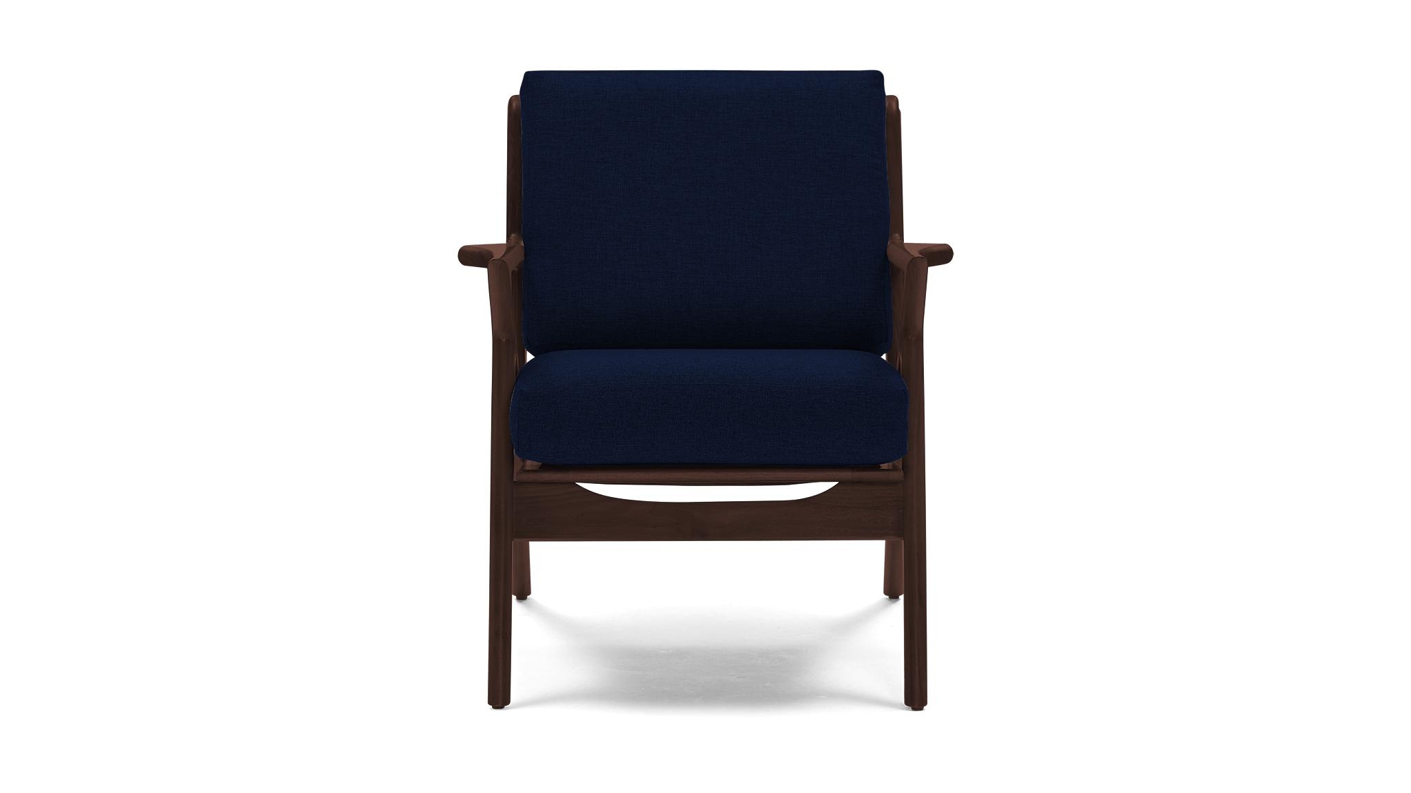 Blue Soto Mid Century Modern Chair - Royale Cobalt - Walnut - Image 0