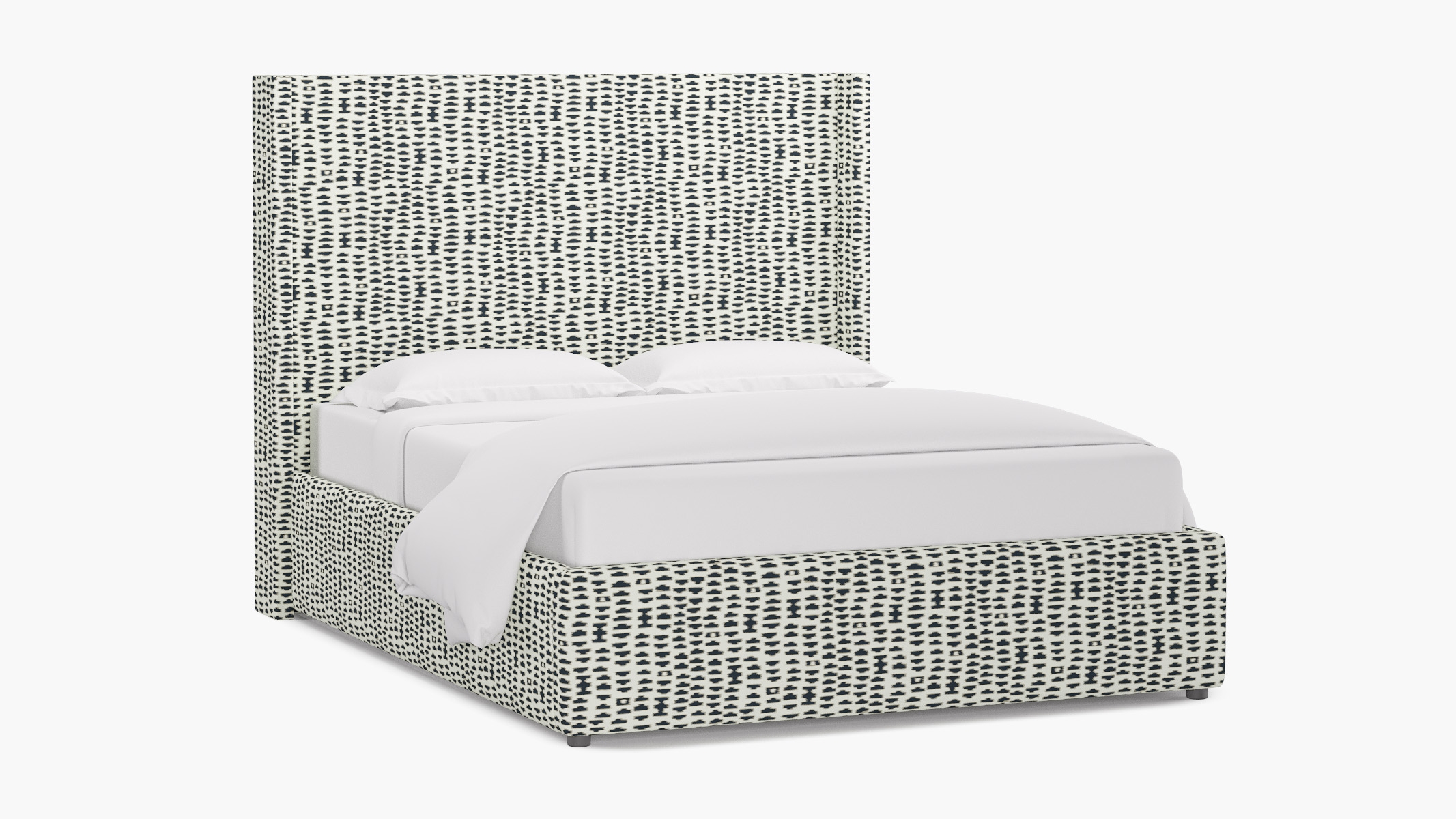 Modern Wingback Bed, Ivory Odalisque, Twin - Image 1