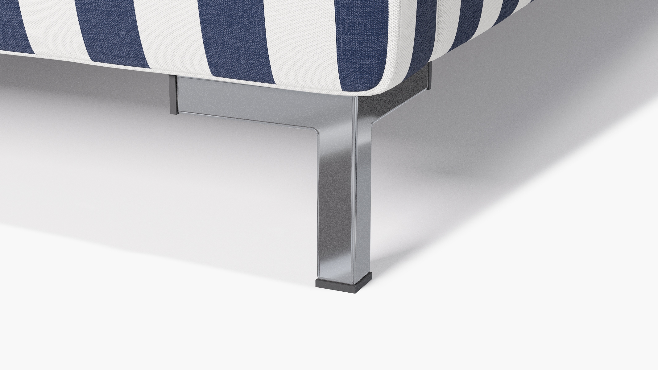 Modern Sofa, Navy Cabana Stripe, Chrome - Image 6