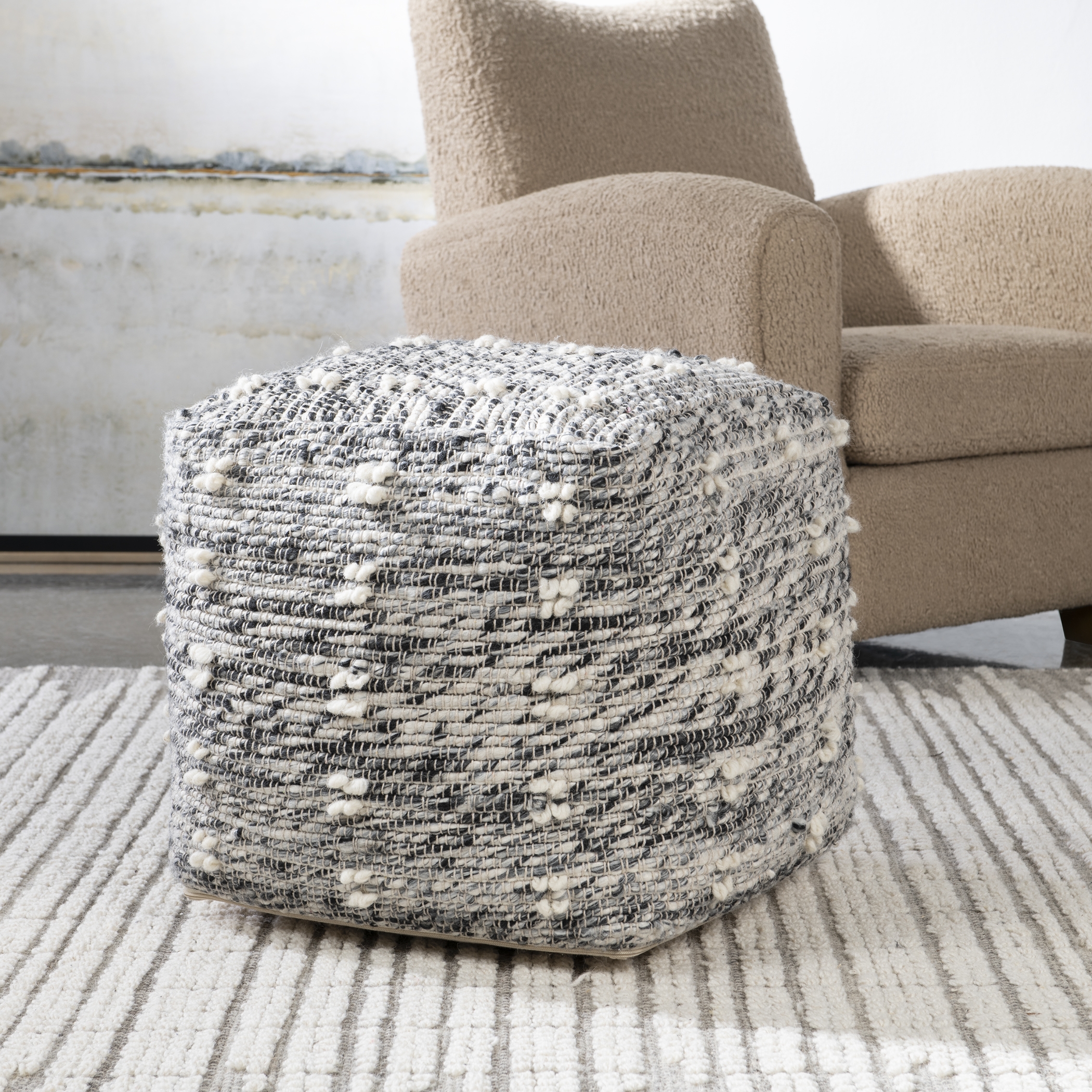 Narol Gray Pouf - Image 2