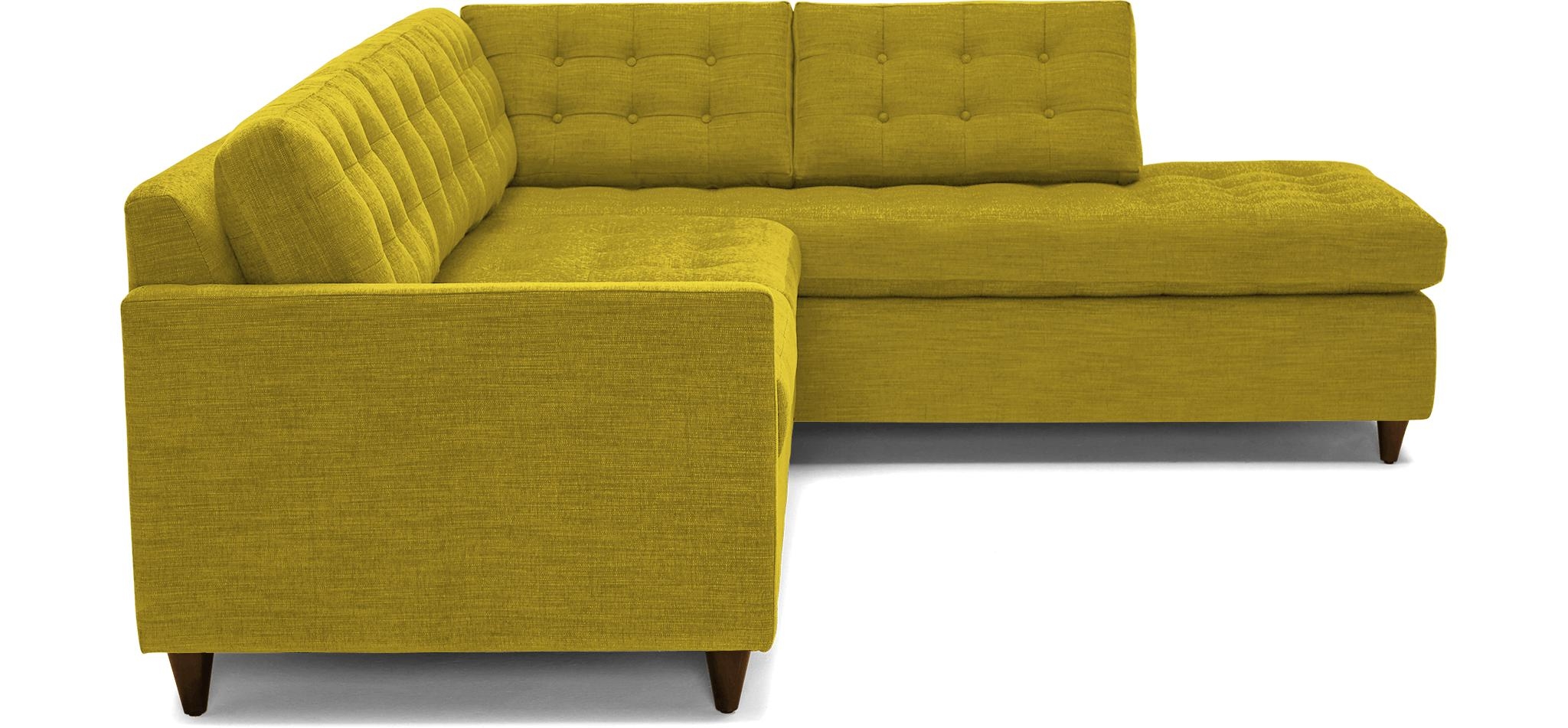 Yellow Eliot Mid Century Modern Bumper Sleeper Sectional - Bloke Goldenrod - Mocha - Left - Image 2