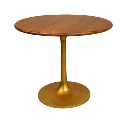 Thornton Wood Top 30 In Round Dining Table, Elm/antique Gold - Image 0