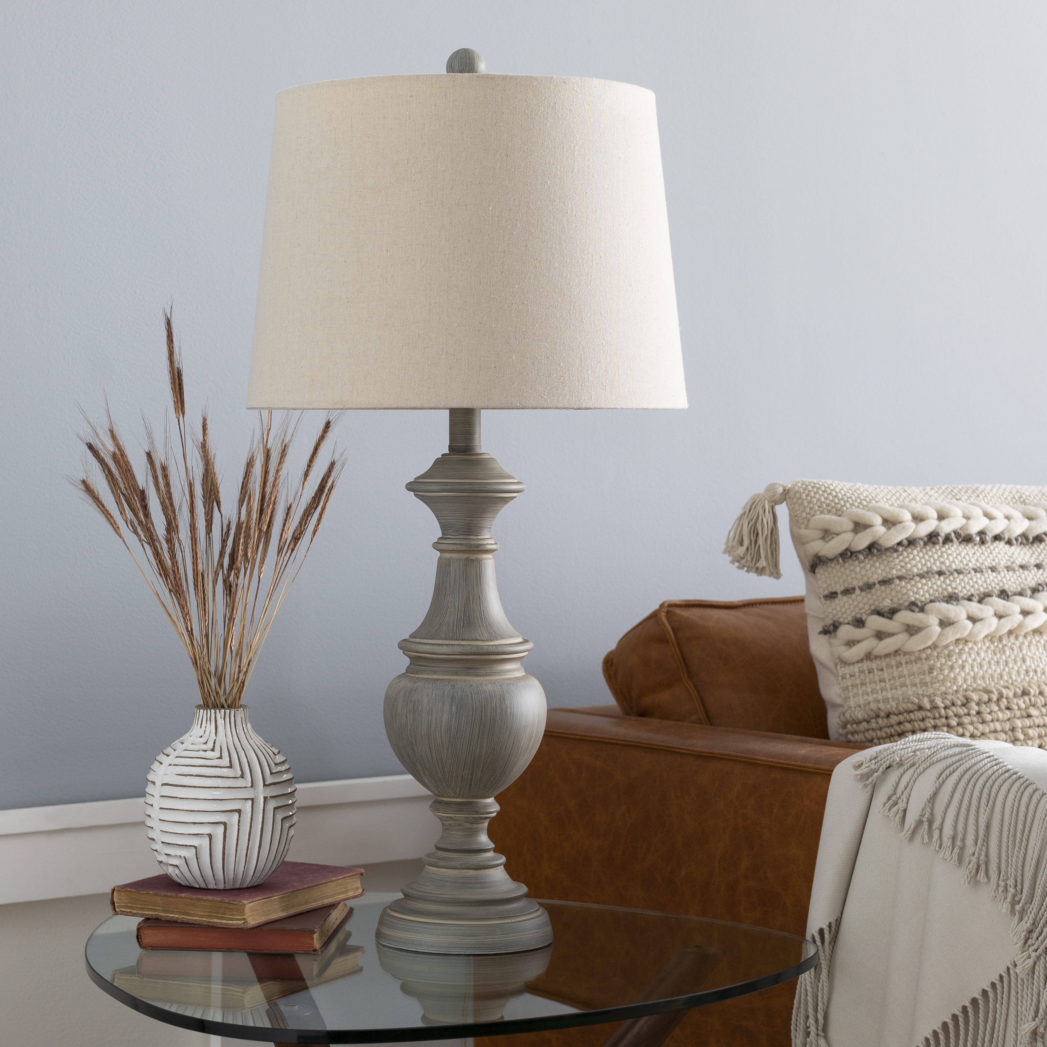 Livabliss Hadlee Gray Hand Finished 28"H x 14"W x 14"D Accent Table Lamp - Image 1