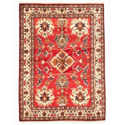 One-of-a-Kind Haddy Hand-Knotted New Age 5'1" X 6'10" Wool Area Rug in Dark Red/Cream - Image 0