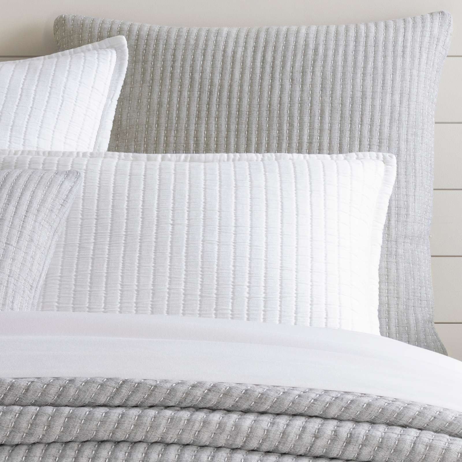 Pick Stitch Grey Matelasse Sham - Image 0