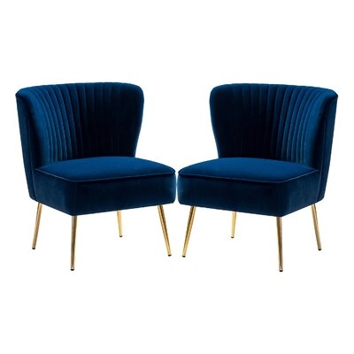 Lisette 26'' Wide Tufted Velvet Side Chair (Set of 2) - Navy Velvet - Image 0