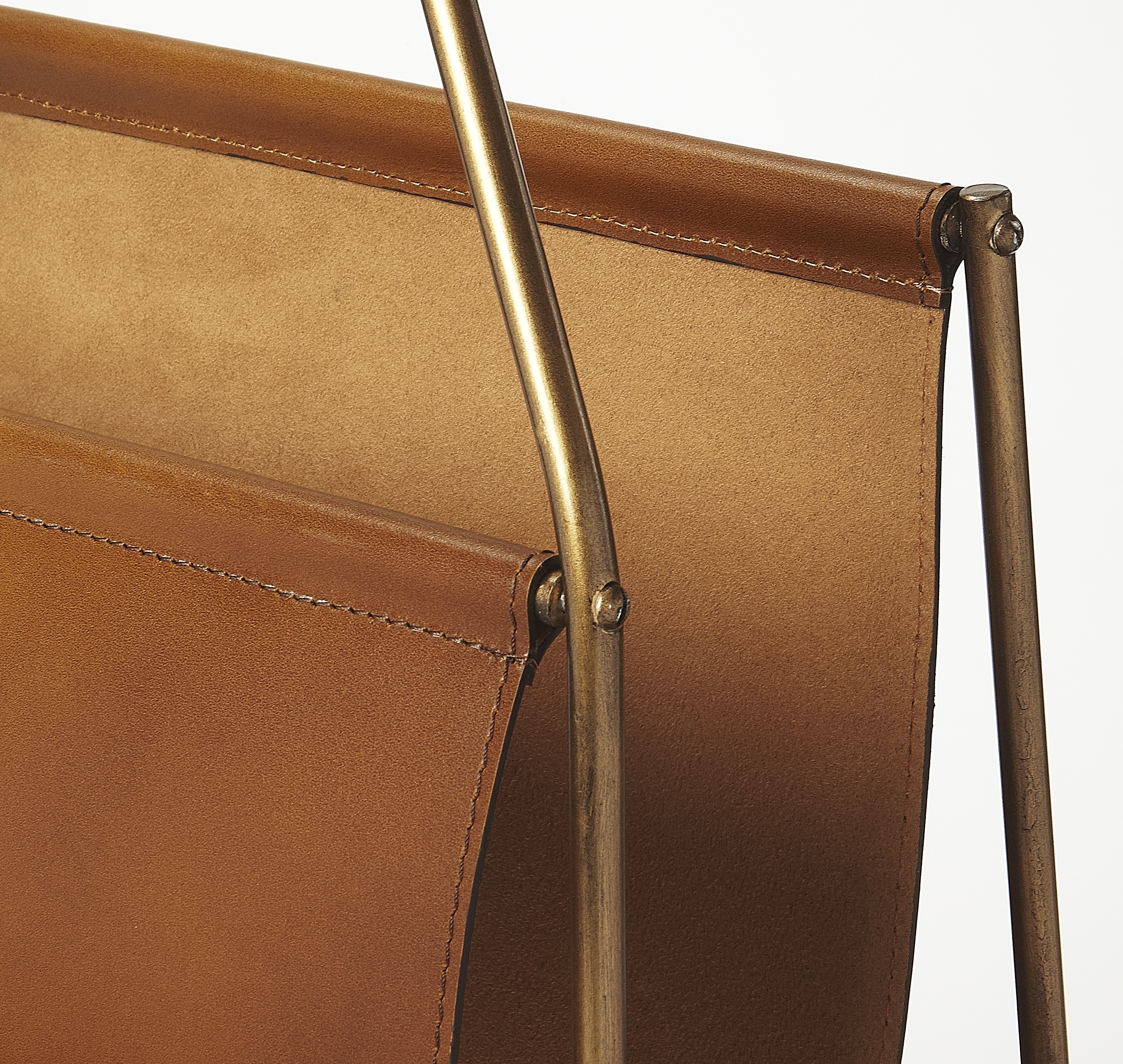 Rupert Brown Leather Magazine Basket - Image 1