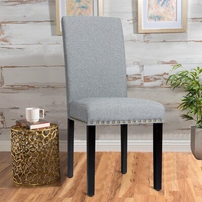 Set Of 2 Fabric Upholstered Dining Chairs With Nailhead - Image 0