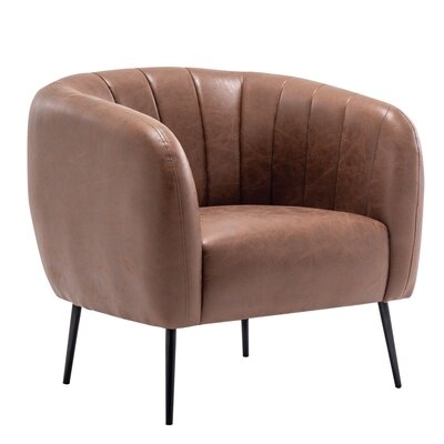 Indianola Modern Channel Tufted Barrel Accent Chair - Image 1