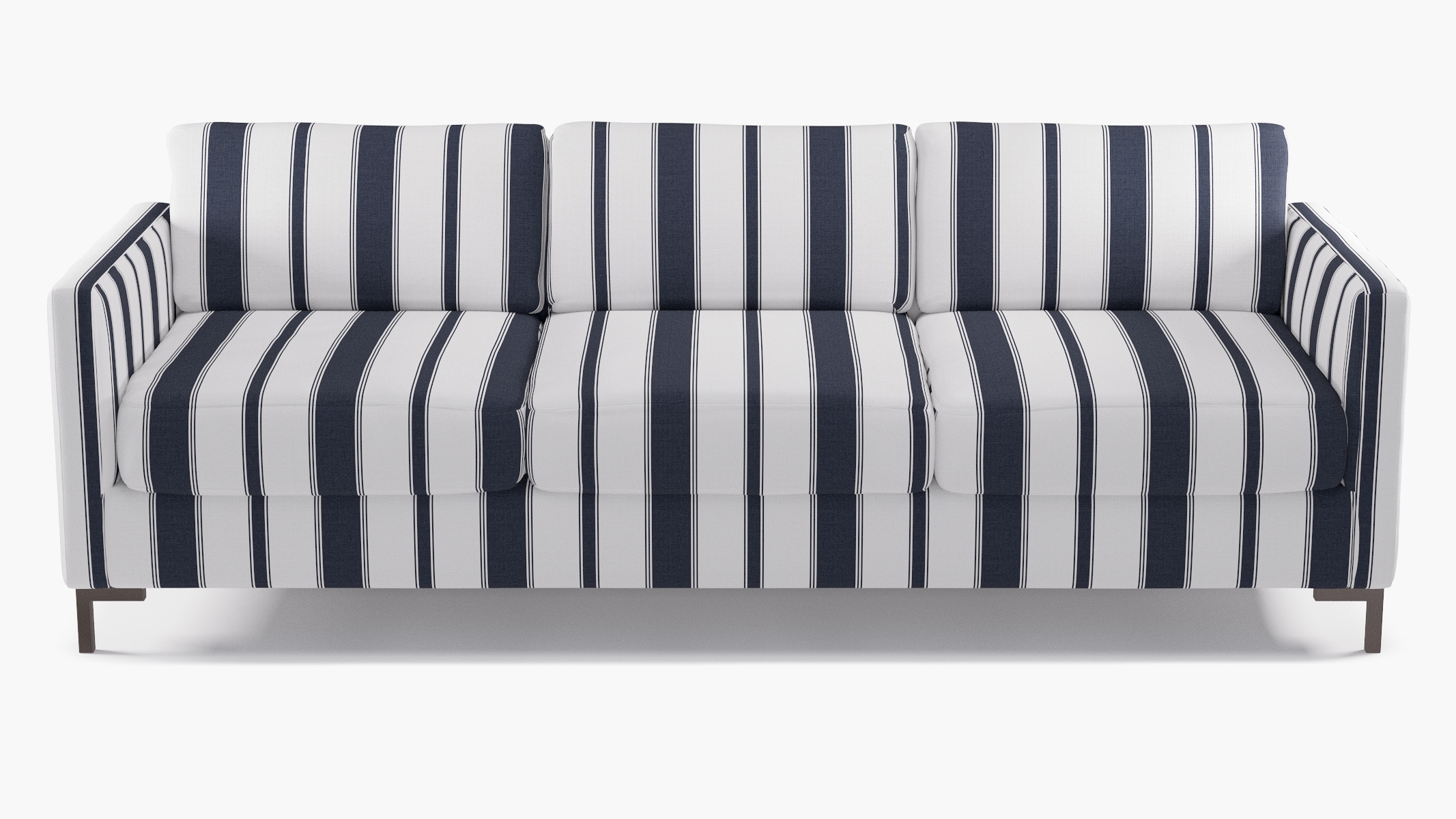 Modern Sofa, Navy Clarence Stripe, Bronze L Leg - Image 0